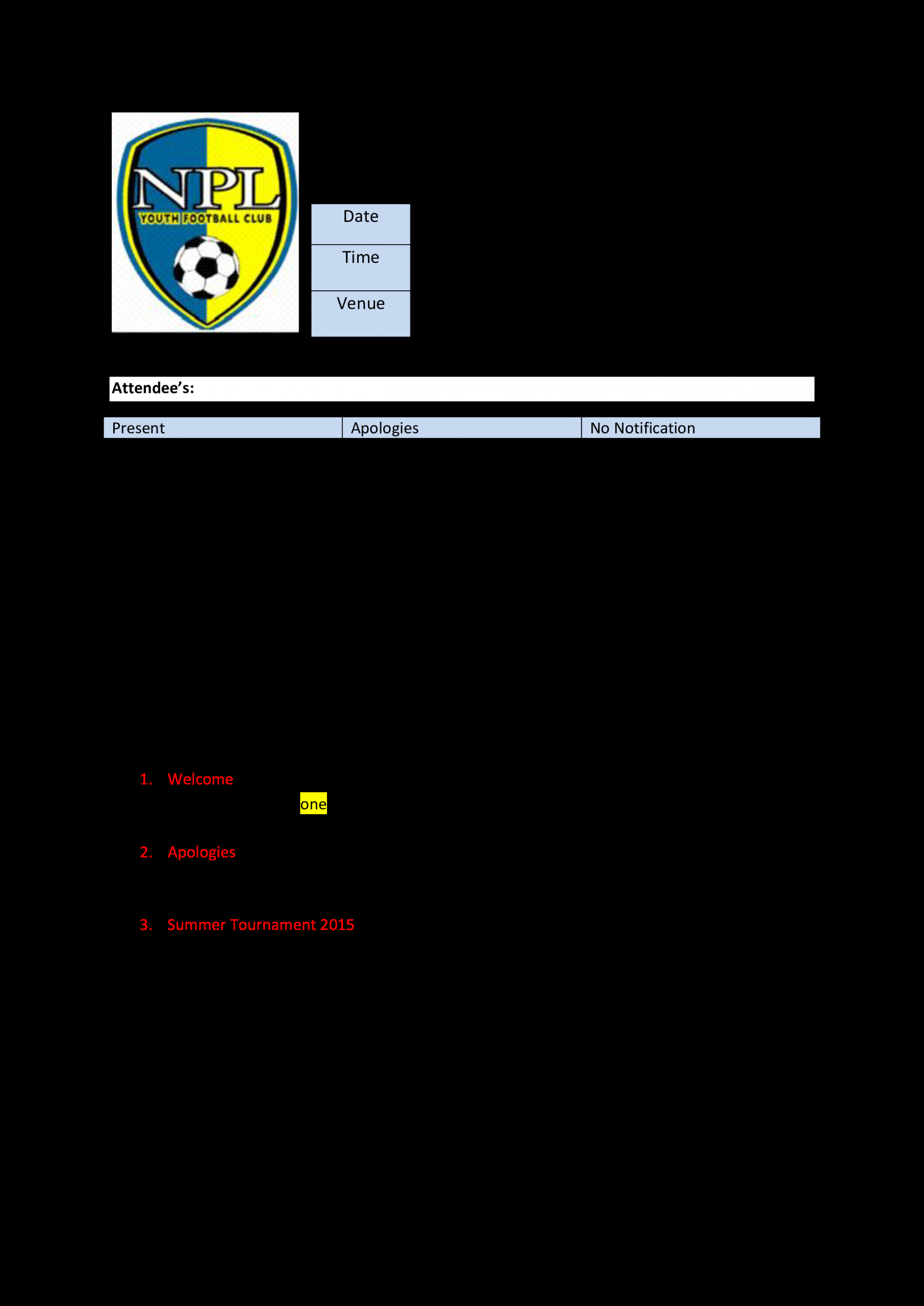 Football Club Meeting Agenda Templates At for size 2481 X 3508