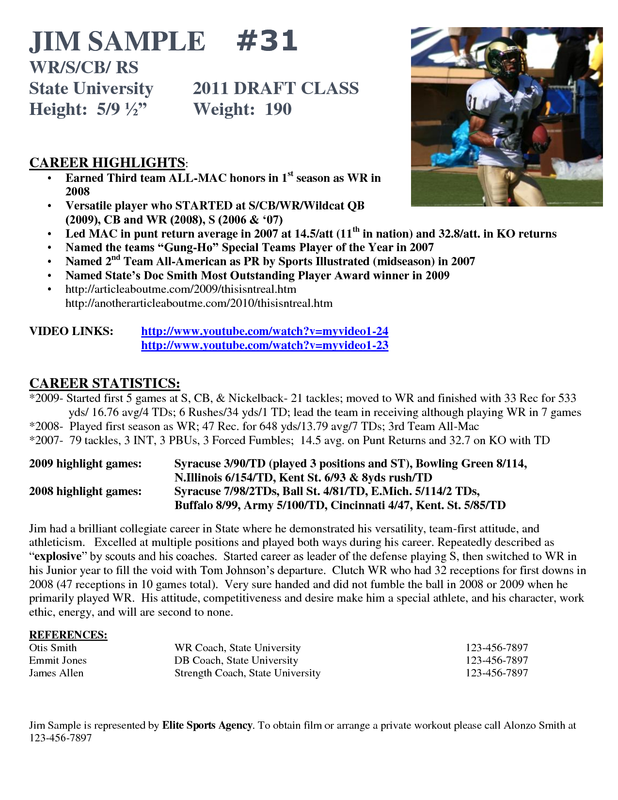 Football Resume Enom with regard to sizing 1275 X 1650