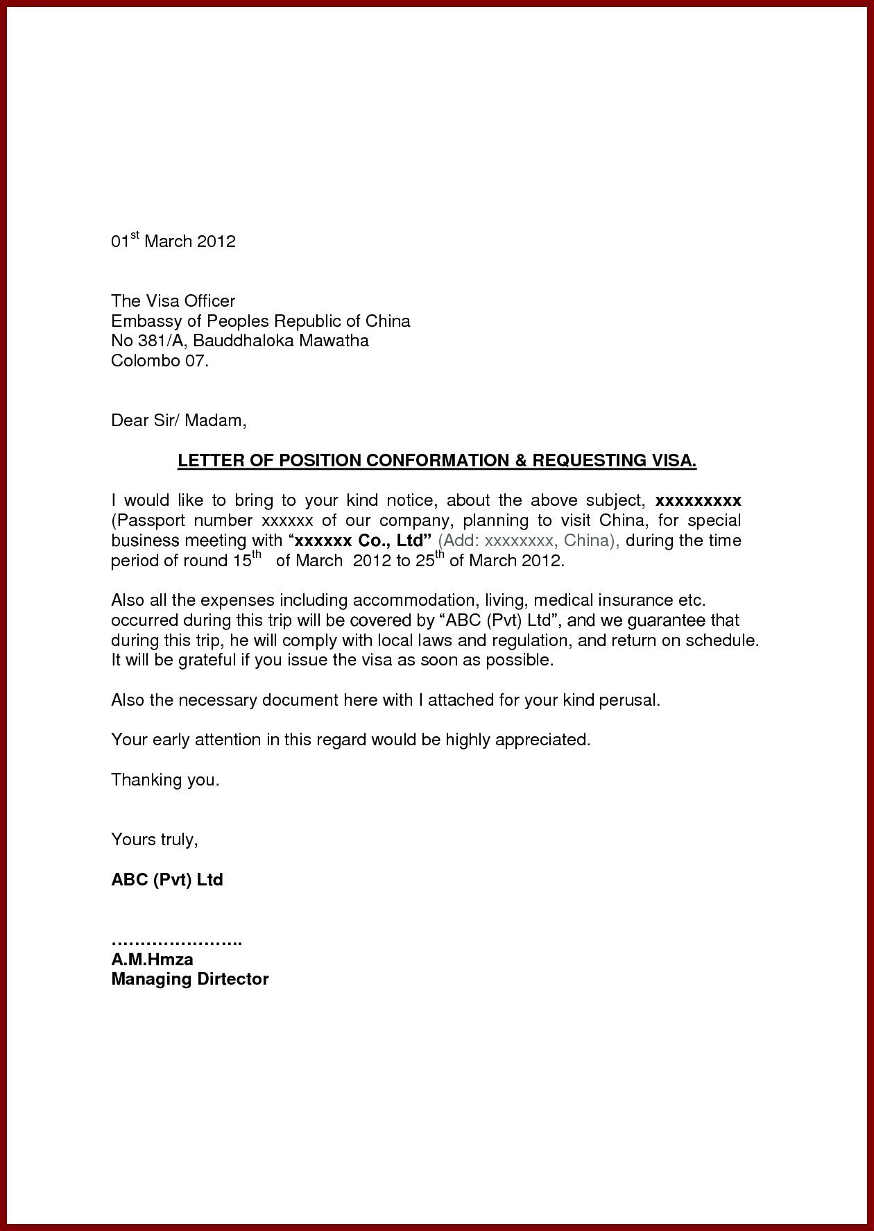 Format Of Request Letter To Embassy New Request Letter in proportions 1260 X 1774