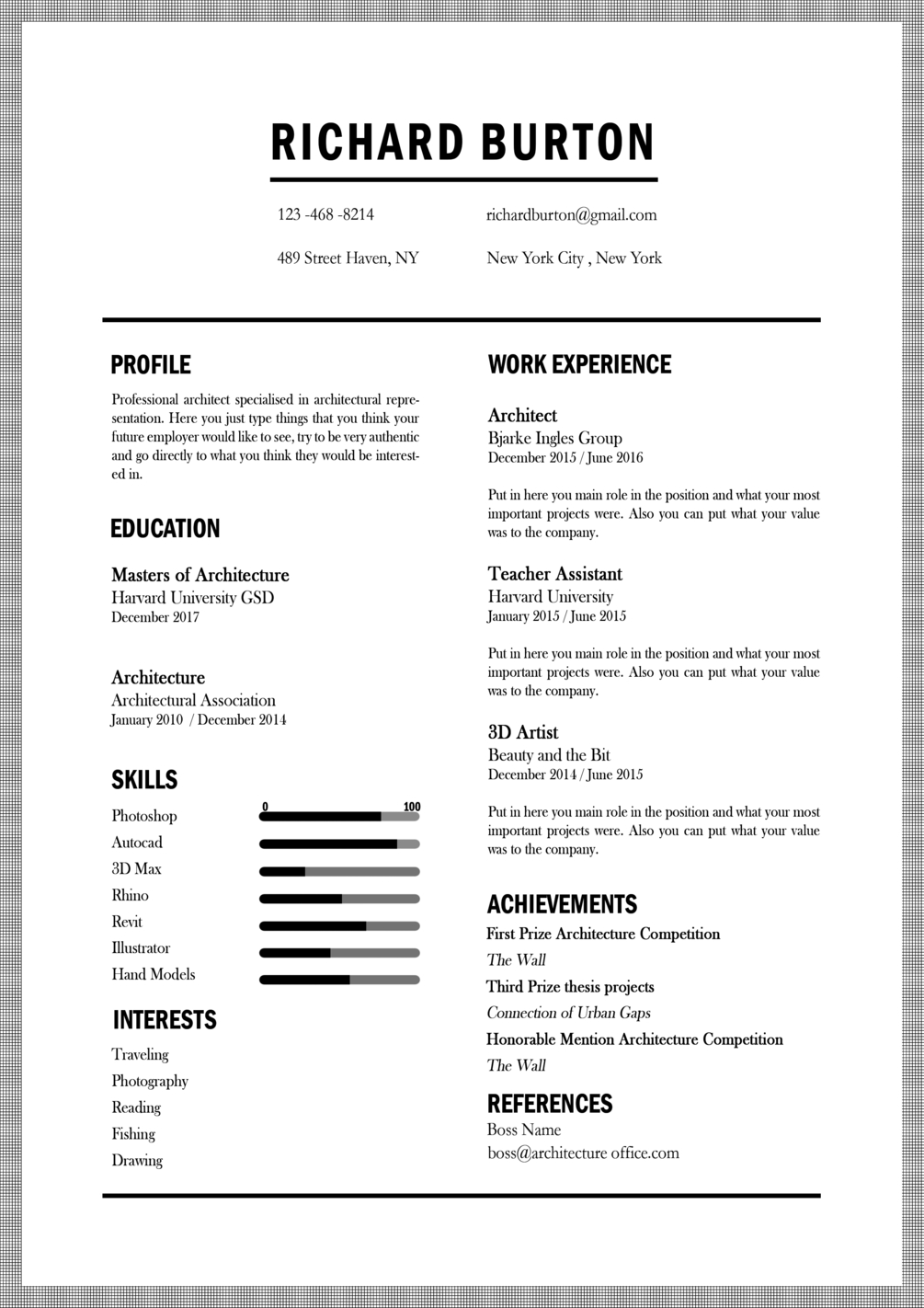 Free Architecture Resume Template Show It Better inside measurements 1005 X 1422