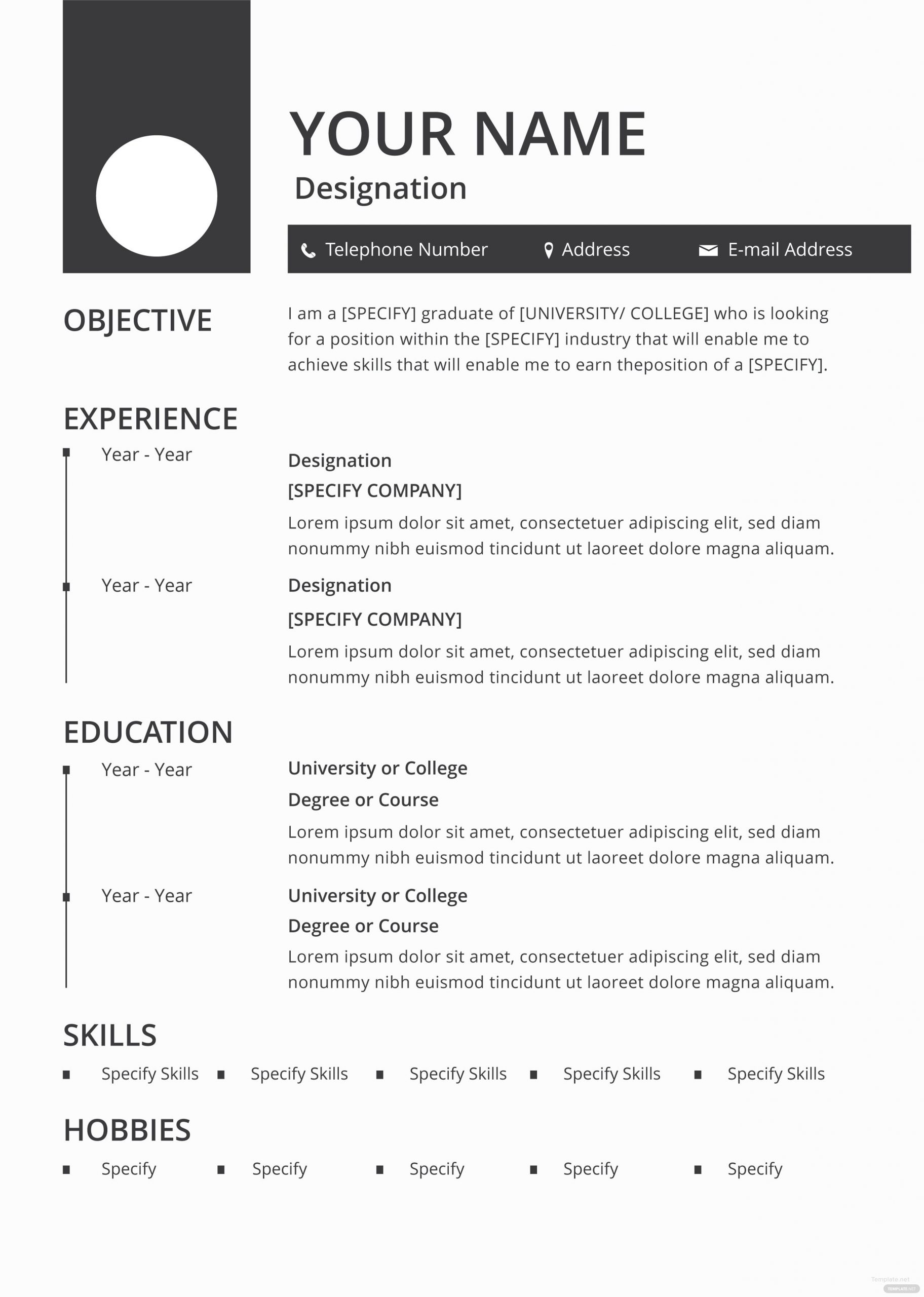 Free Blank Resume And Cv Template In Adobe Photoshop for dimensions 2555 X 3585