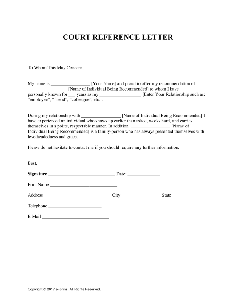 Free Character Reference Letter For Court Template in proportions 791 X 1024