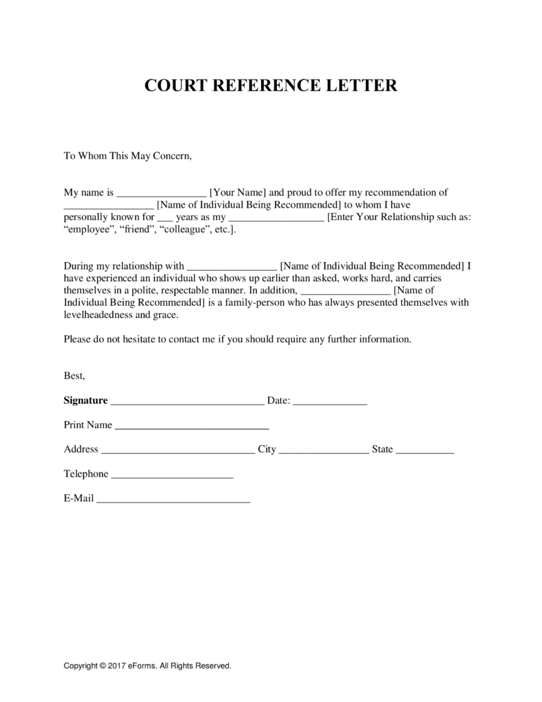 Free Character Reference Letter For Court Template within proportions 791 X 1024