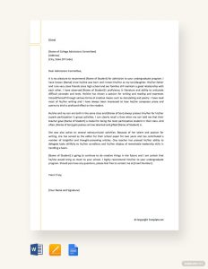 Free College Recommendation Letter From Family Friend in size 880 X 1140