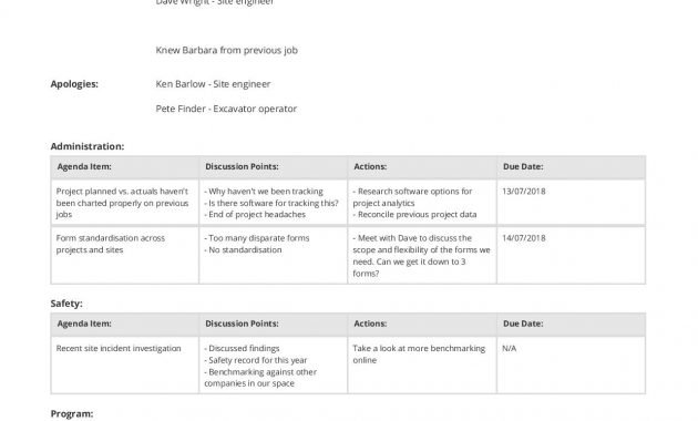 Free Construction Meeting Minutes Template Better Than inside dimensions 1240 X 1754