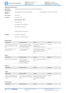 Free Construction Meeting Minutes Template Better Than pertaining to measurements 1240 X 1754