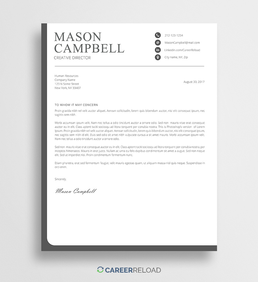 Free Cover Letter Template Mason Career Reload regarding size 850 X 930