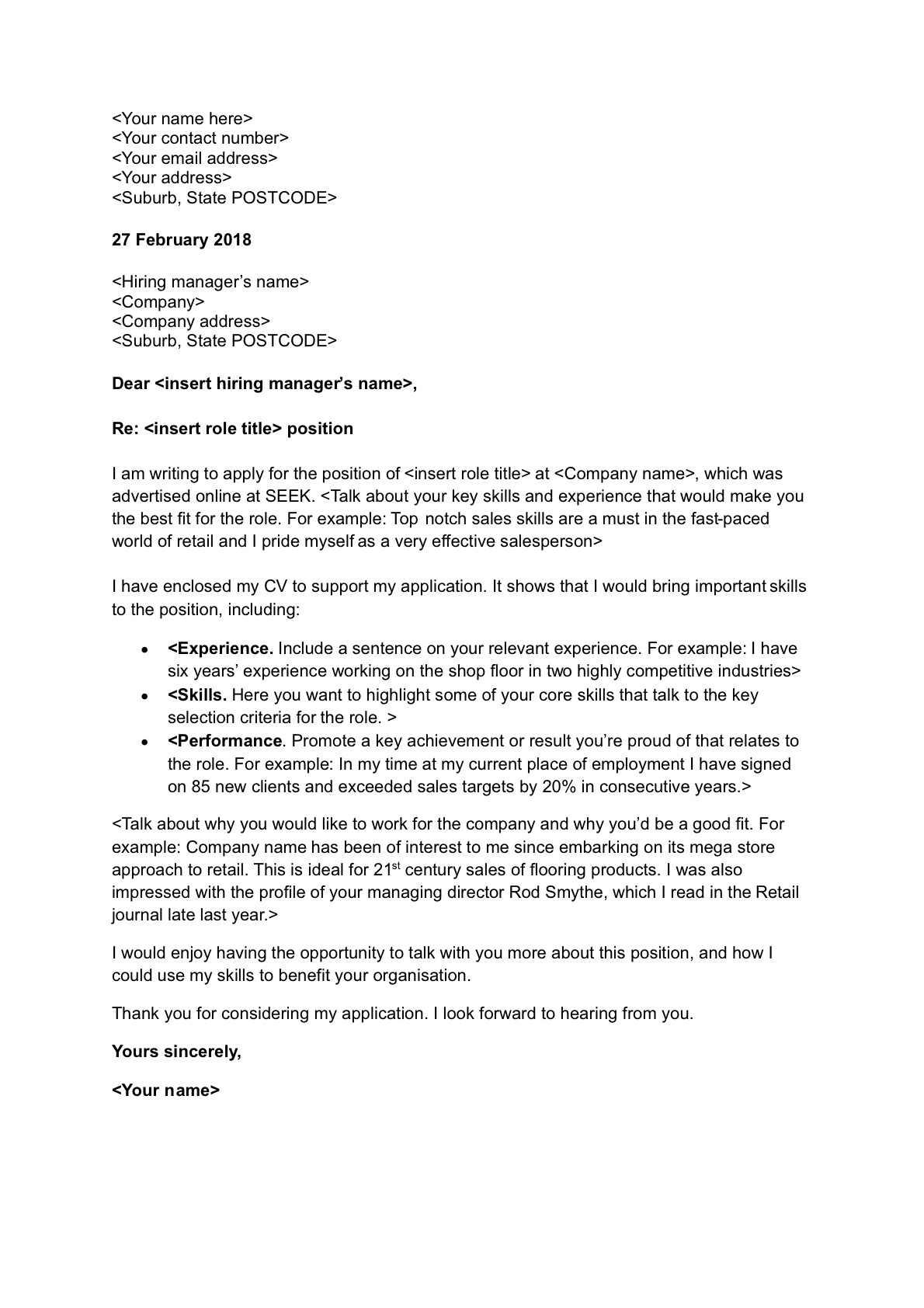 Free Cover Letter Template Seek Career Advice throughout measurements 1190 X 1684