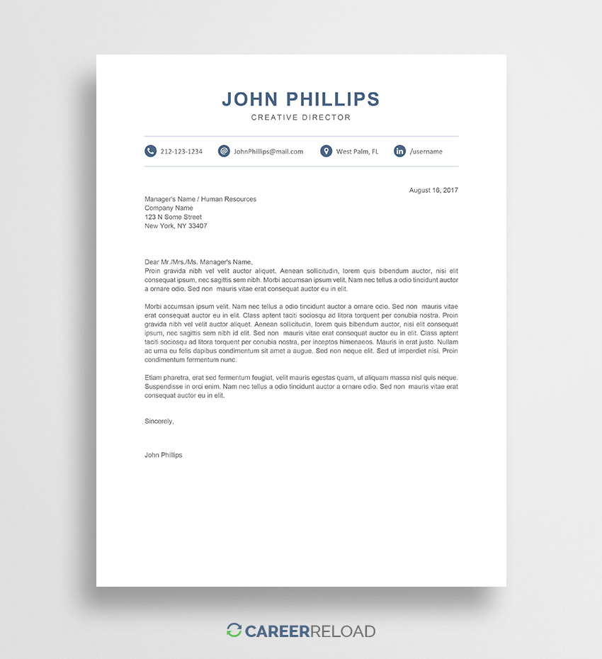 Free Cover Letter Templates For Microsoft Word Free Download throughout size 850 X 930