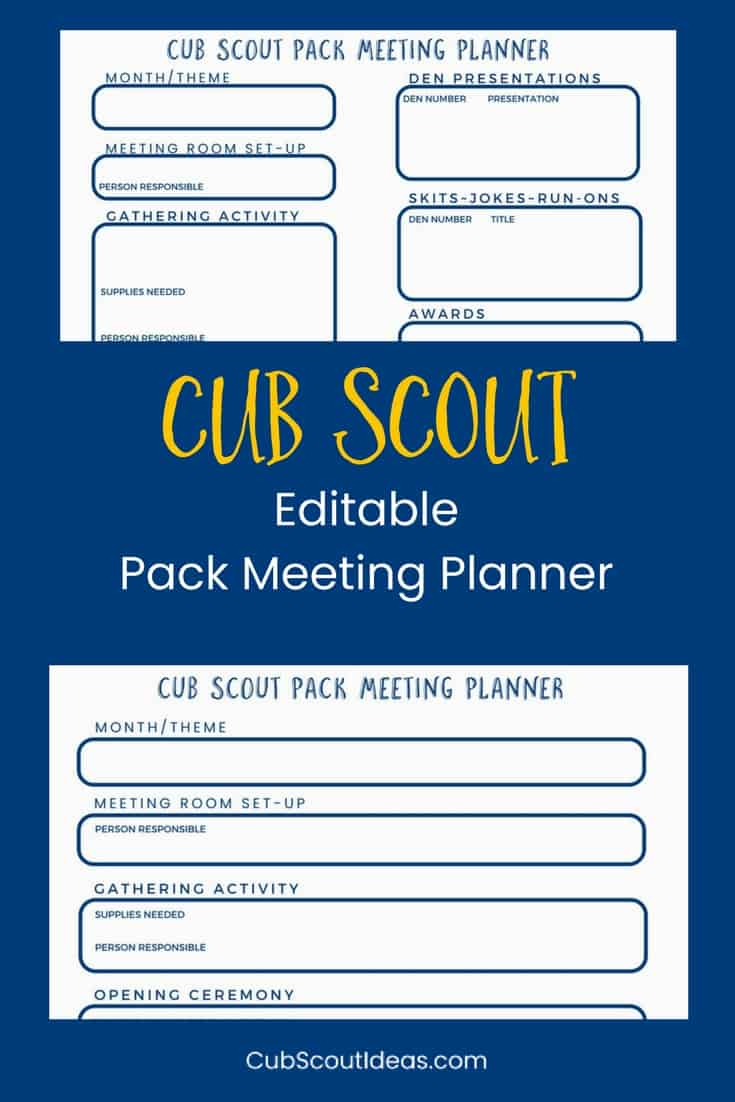 Free Cub Scout Pack Meeting Planner Cub Scout Ideas inside dimensions 735 X 1102