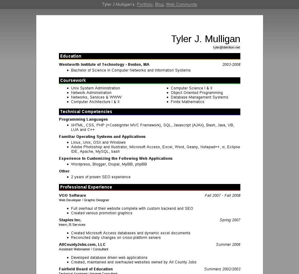 resume template word 2007 free download