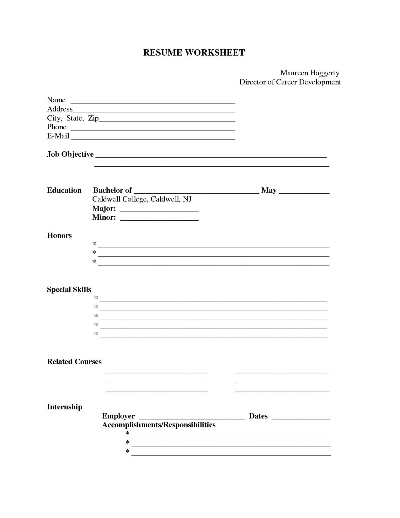 Free Fill In The Blank Resume Template Enom inside measurements 1275 X 1650