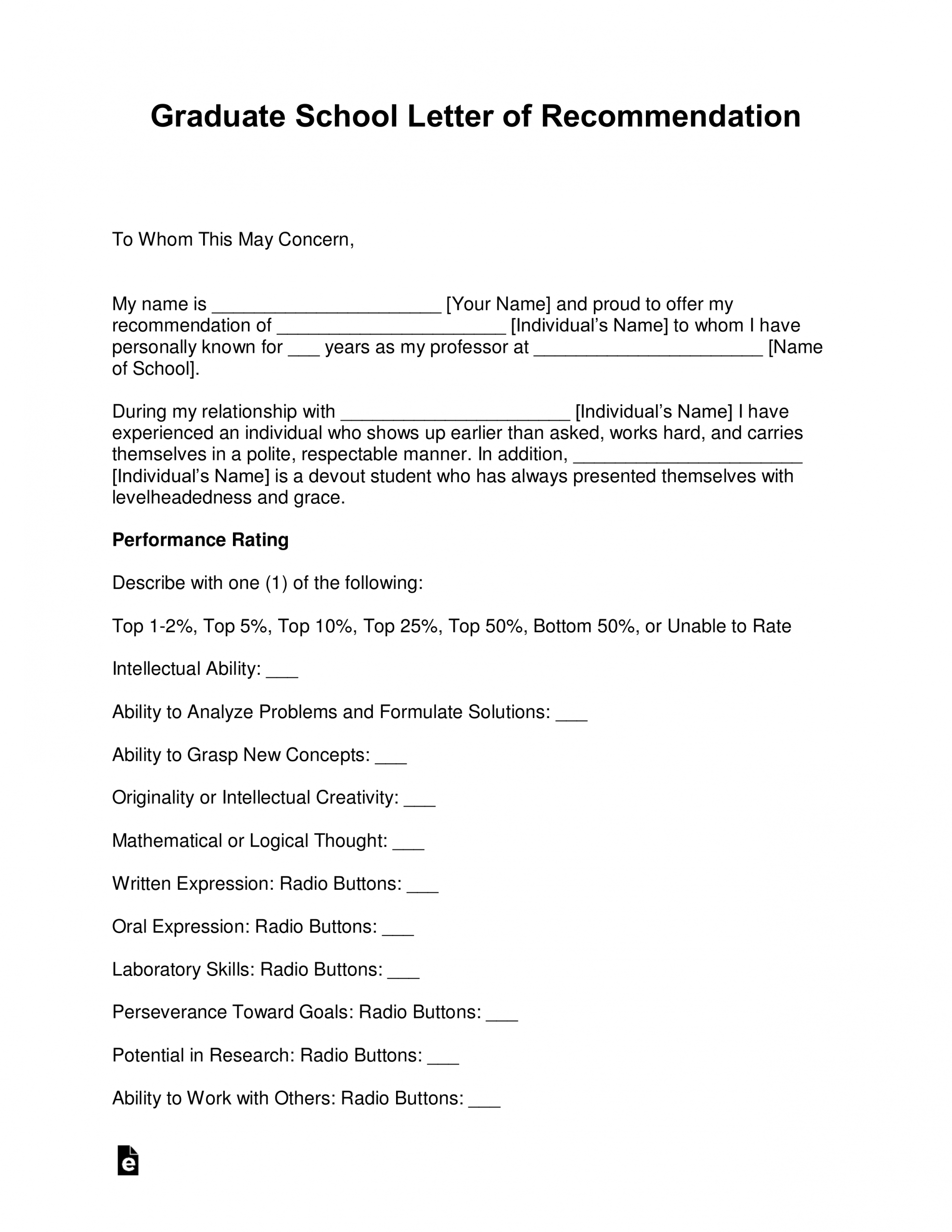 Free Graduate School Letter Of Recommendation Template in sizing 2550 X 3301