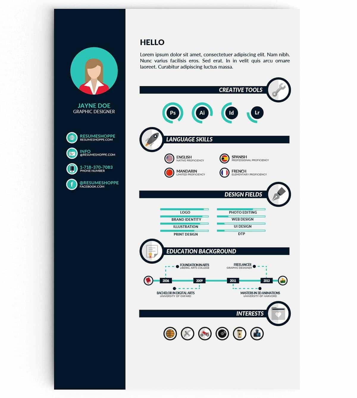 Free Infographic Resume Template Enom for size 1200 X 1338