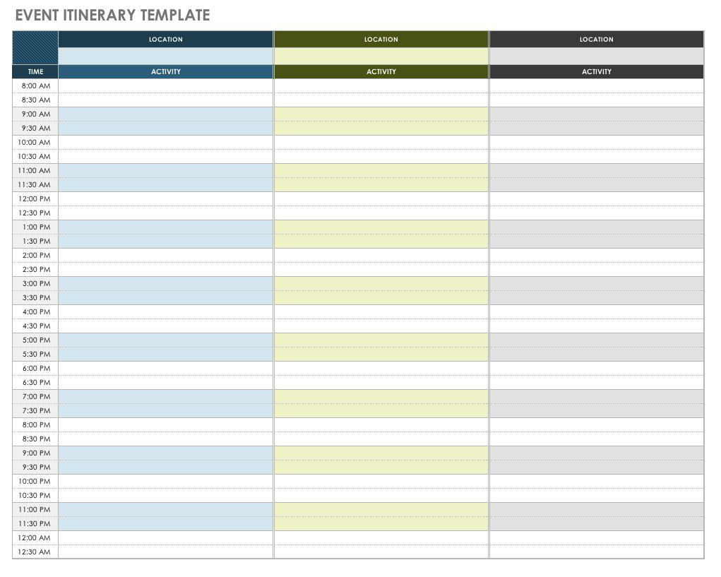 Free Itinerary Templates Smartsheet throughout measurements 1021 X 817