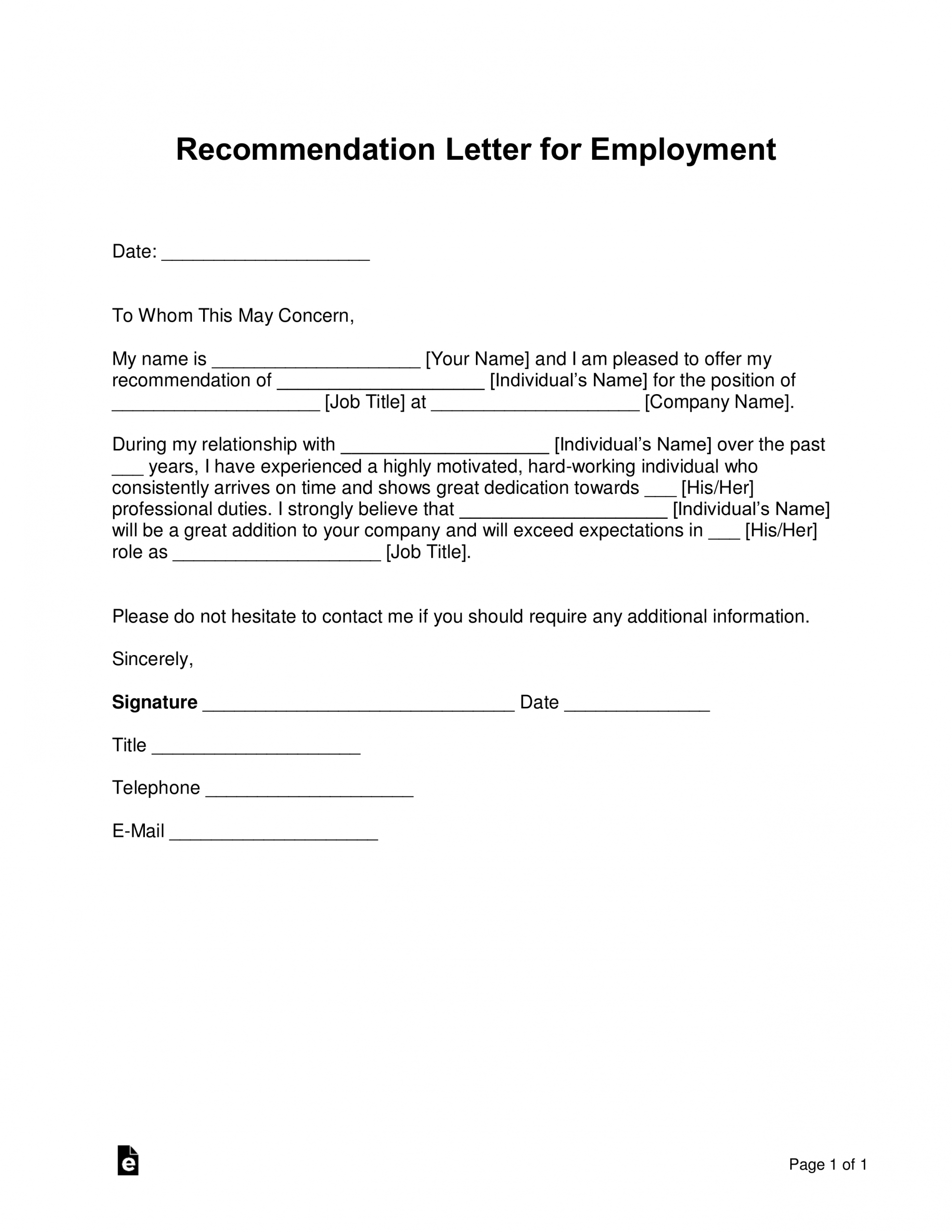 Free Job Recommendation Letter Template With Samples Pdf in measurements 2550 X 3301