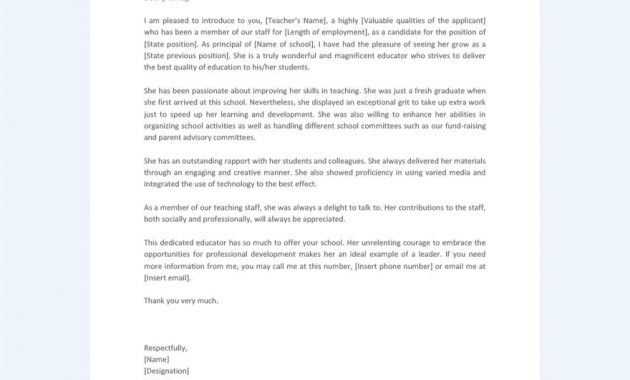 Free Letter Of Recommendation For Elementary Teacher inside dimensions 880 X 1140