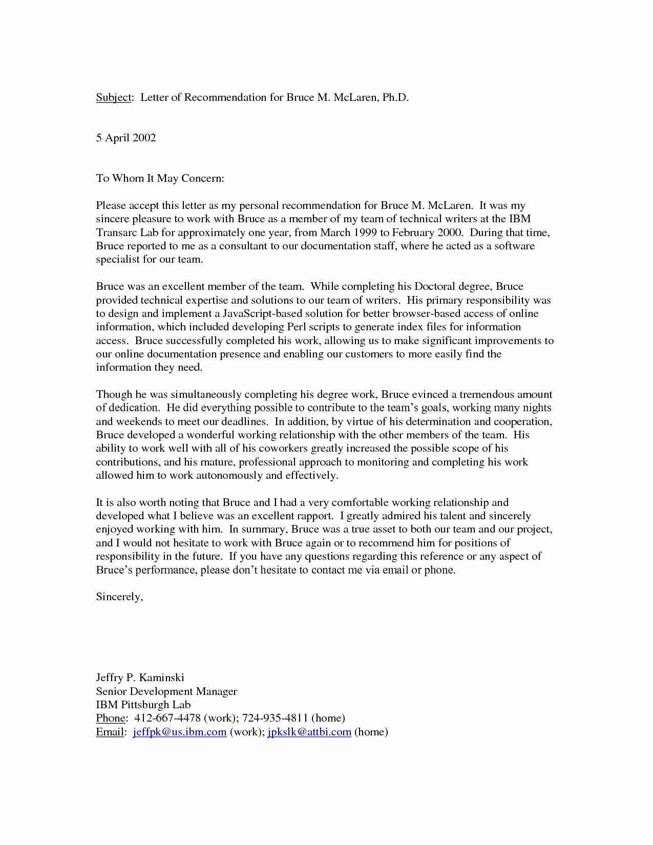 Free Letter Of Recommendation Template Best Of Personal regarding size 1275 X 1650