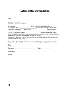 Free Letter Of Recommendation Templates Samples And Examples pertaining to sizing 791 X 1024