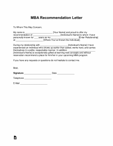 Free Mba Letter Of Recommendation Template With Samples for proportions 2550 X 3301