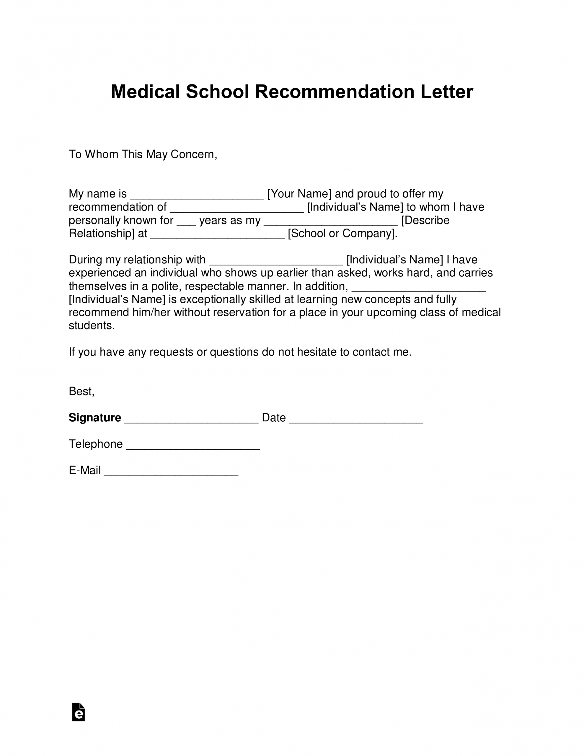 Free Medical School Letter Of Recommendation Template With for dimensions 2550 X 3301