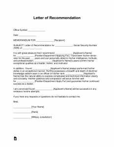 Free Military Letter Of Recommendation Templates Samples for proportions 2550 X 3301