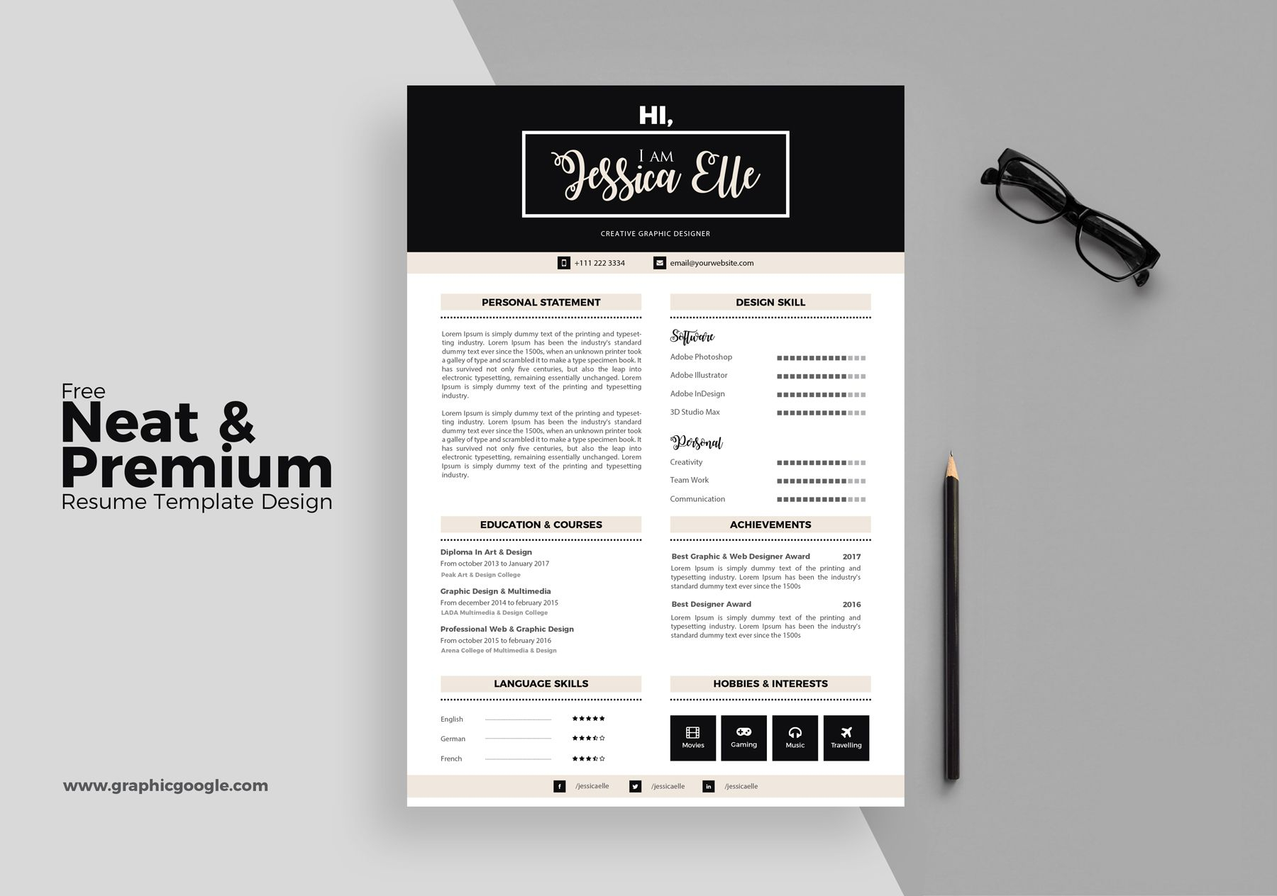 Free Neat Premium Resume Template Design Resume Template with regard to size 1800 X 1264