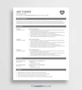 Free Nurse Resume Template Amy Career Reload intended for dimensions 850 X 930