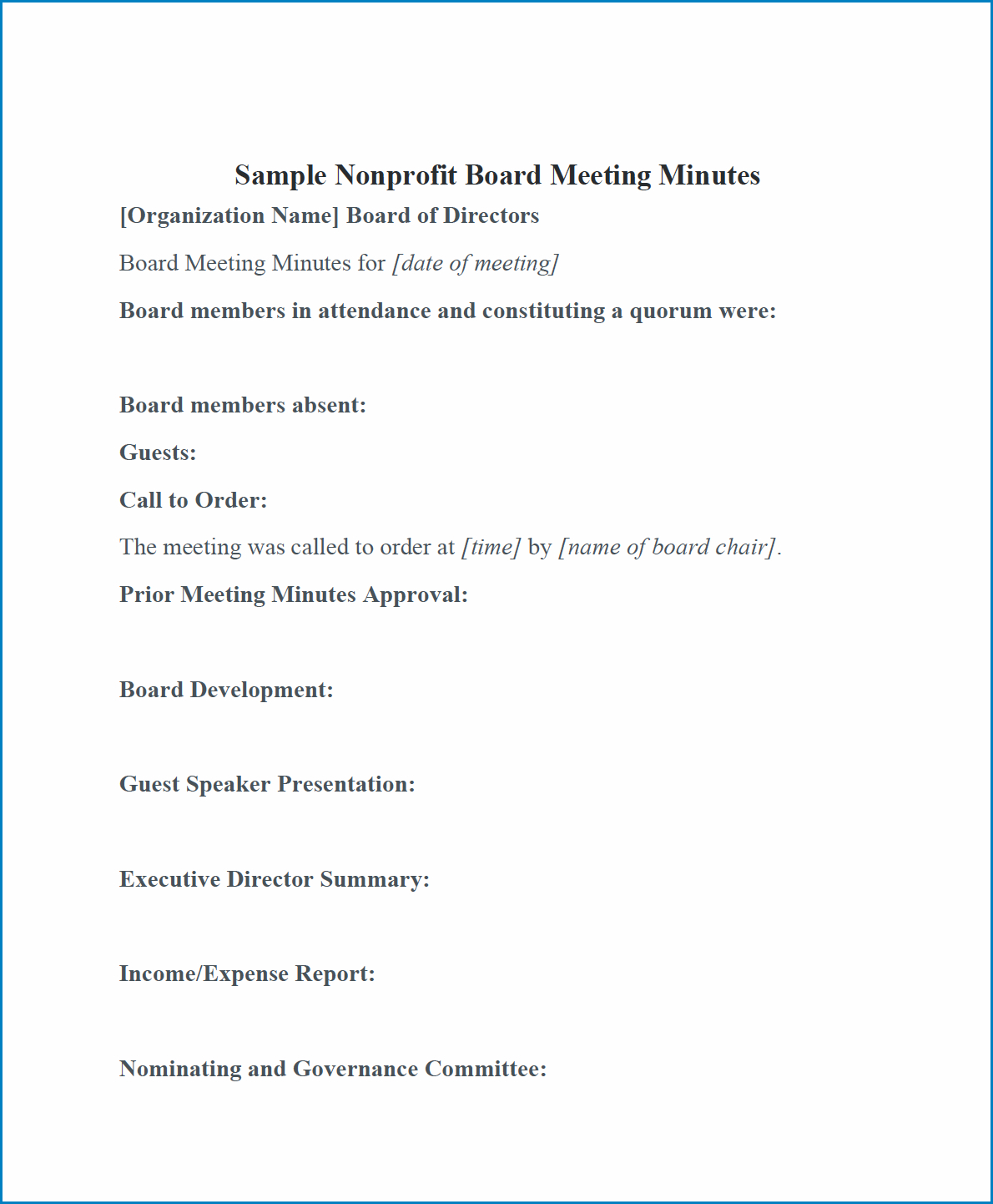 Free Printable Board Meeting Minutes Template Zitemplate inside dimensions 1190 X 1442