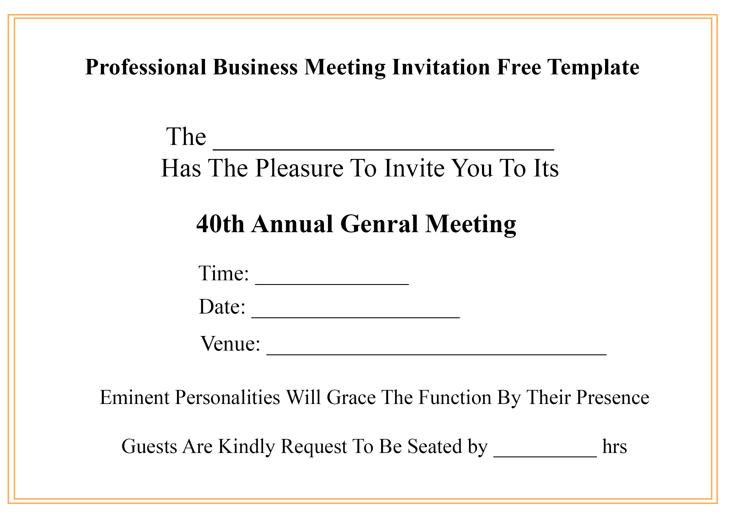 Free Professional Business Meeting Invitation Template inside size 2500 X 1800