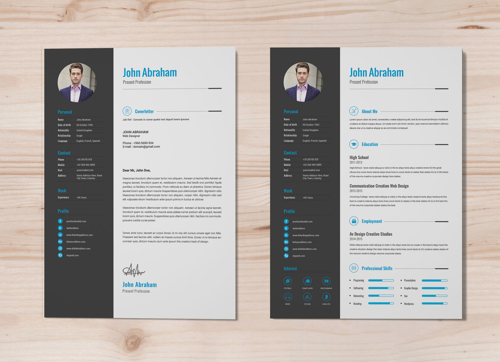 Free Professional Resume Template Cover Design In Indd for measurements 1600 X 1161