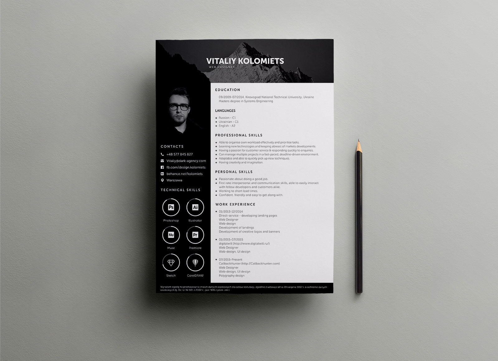 Free Psd Resume Template For Web Developers Good Resume within dimensions 1600 X 1161
