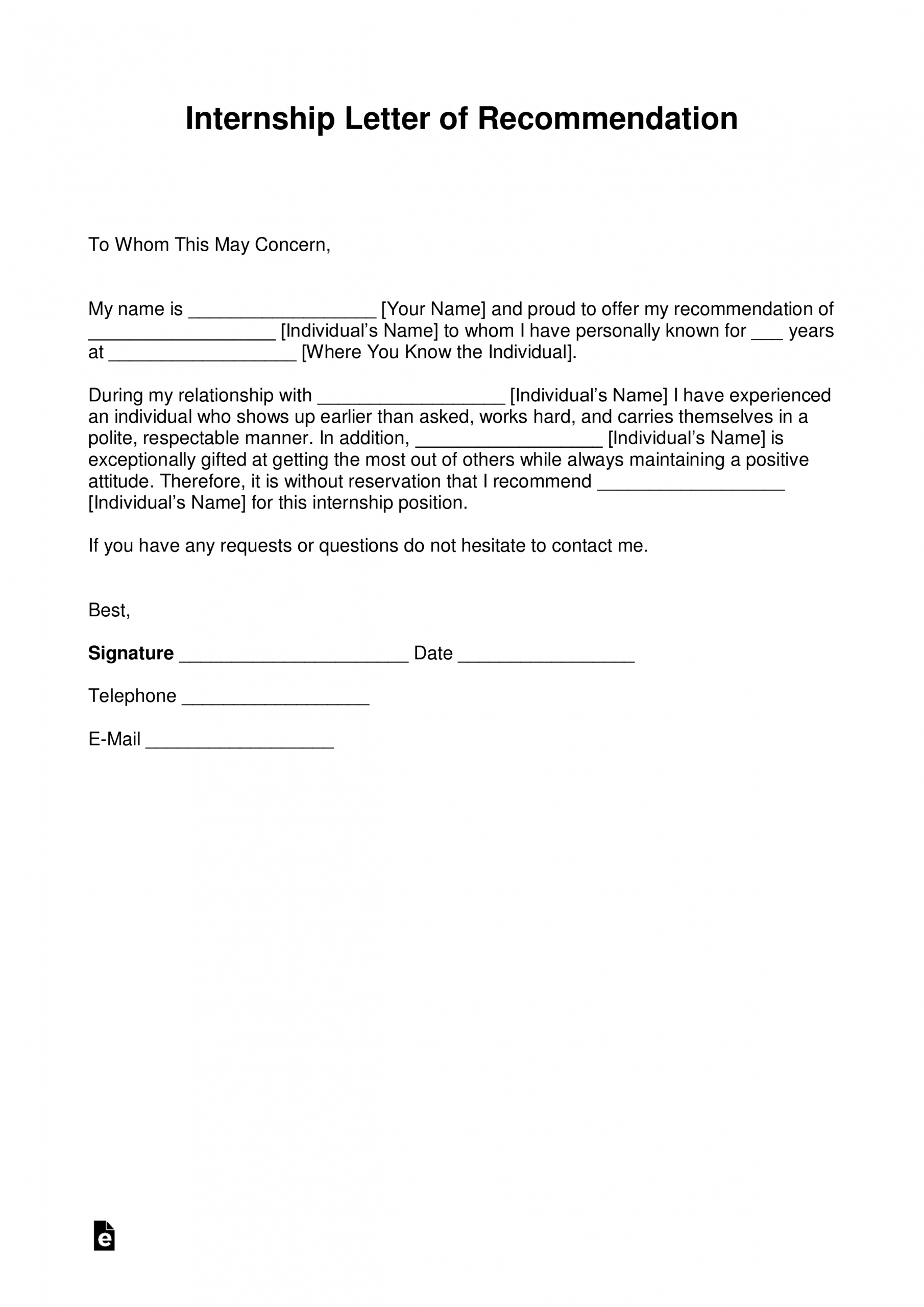 Free Recommendation Letter For Internship With Samples for measurements 2473 X 3497