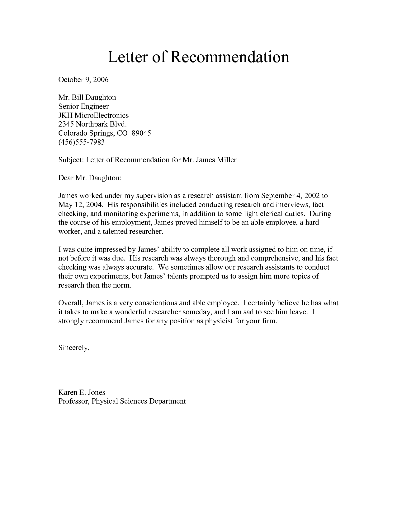 Free Recommendation Letter Printable Calendar Letter Of intended for dimensions 1275 X 1650