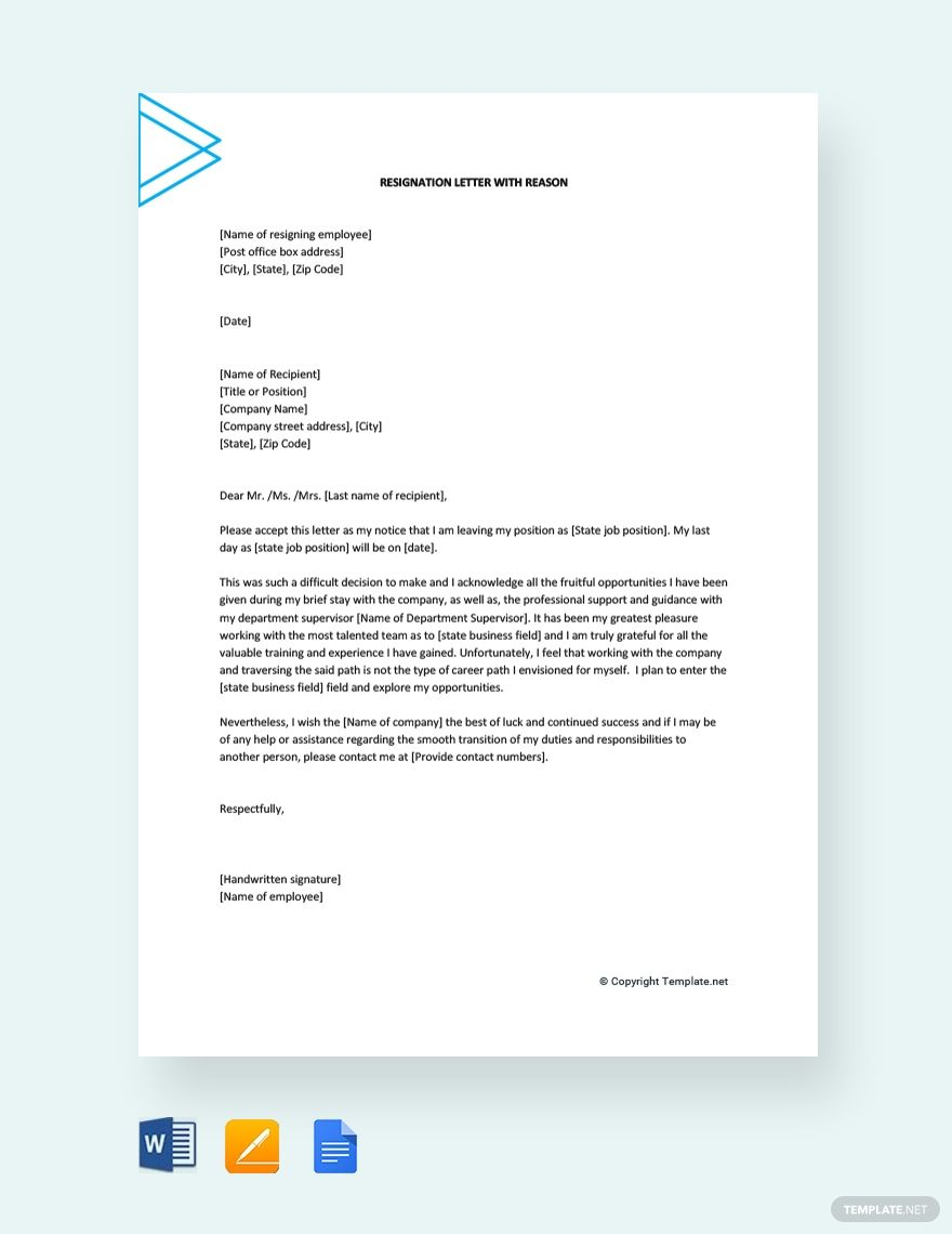 Free Resignation Letter With Reason Reference Letter with proportions 880 X 1140