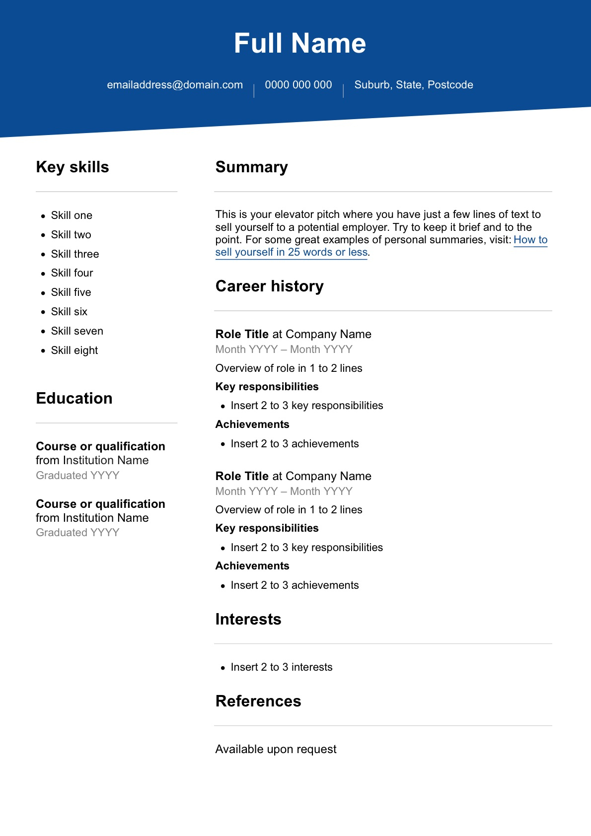 Free Resume Template Seek Career Advice in proportions 1190 X 1684