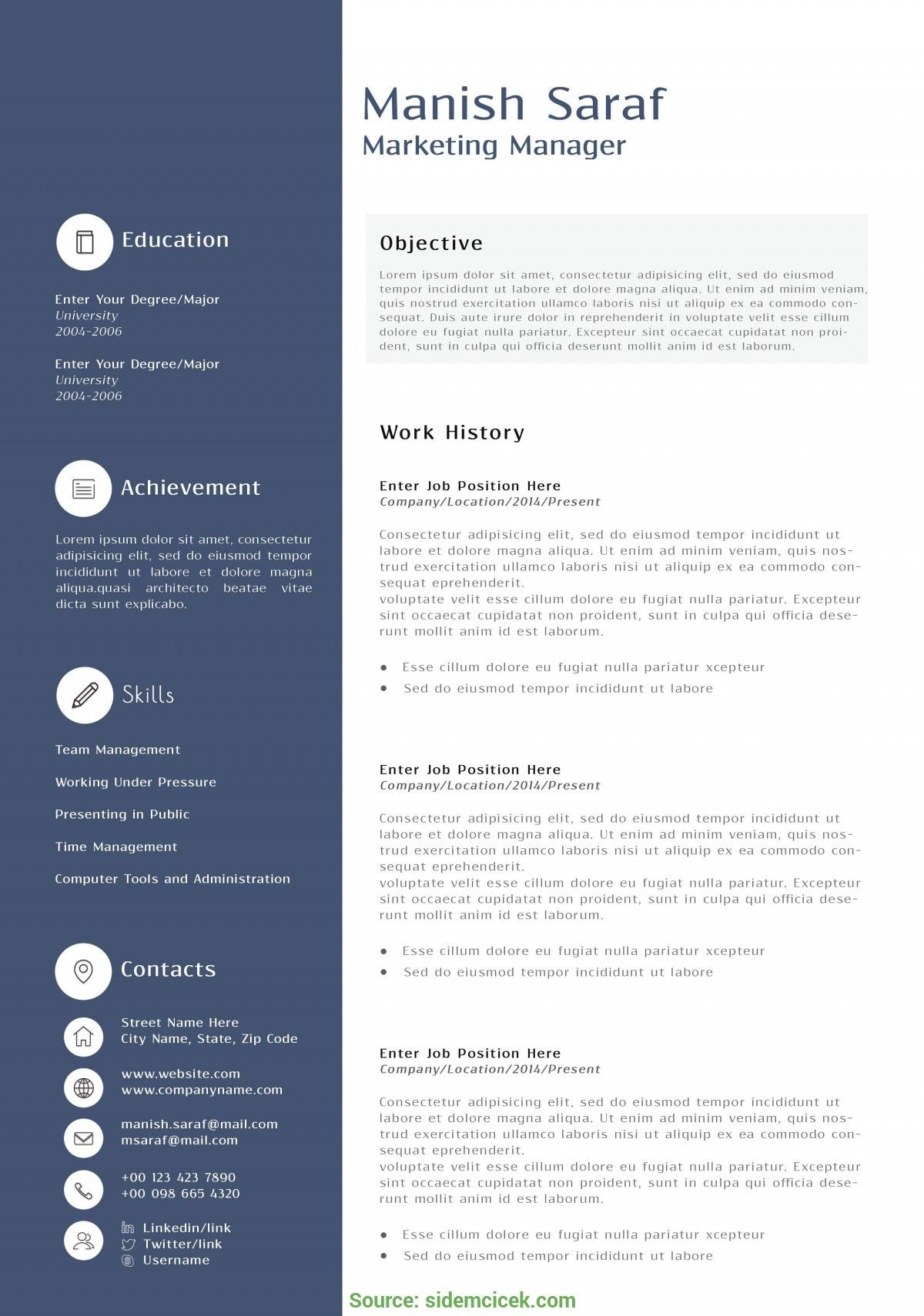 Free Resume Templates Marketing with sizing 1200 X 1710