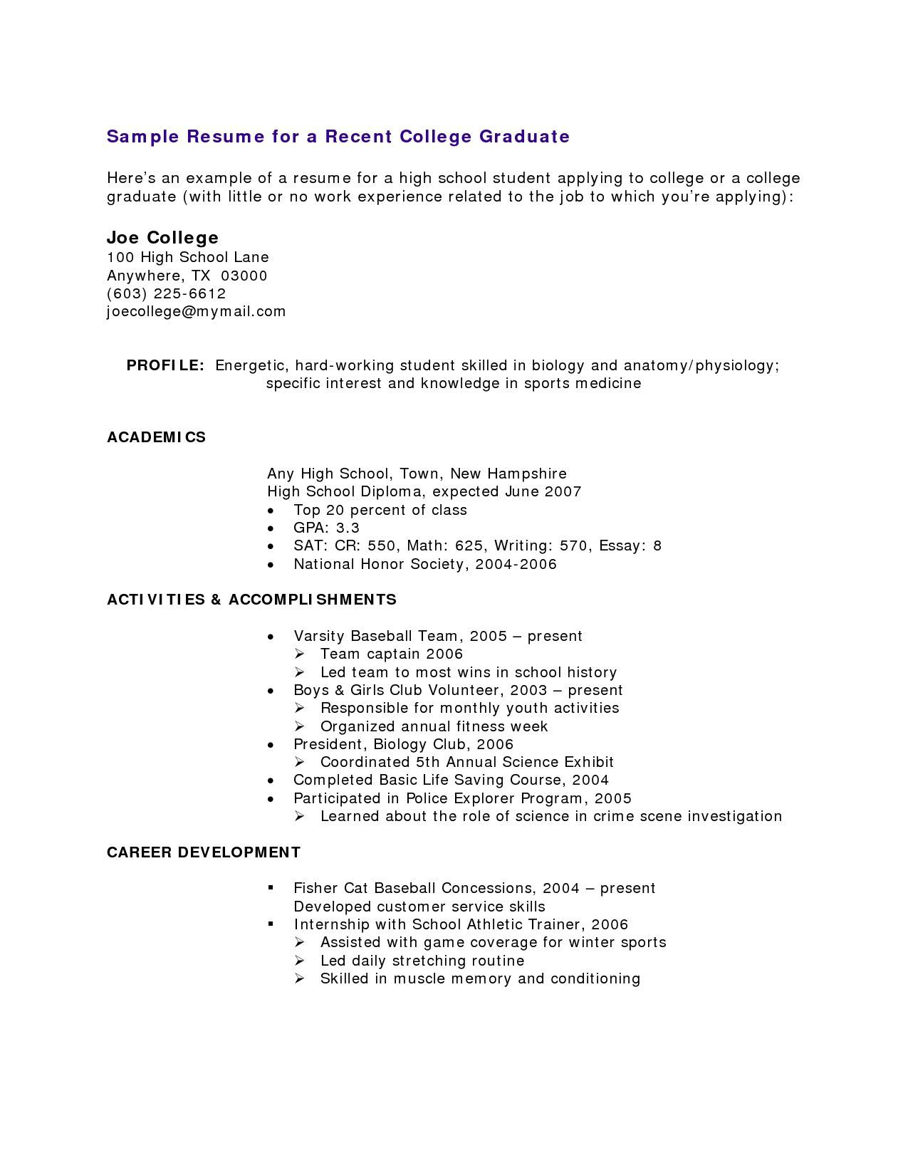 Free Resume Templates No Work Experience High School with sizing 1275 X 1650