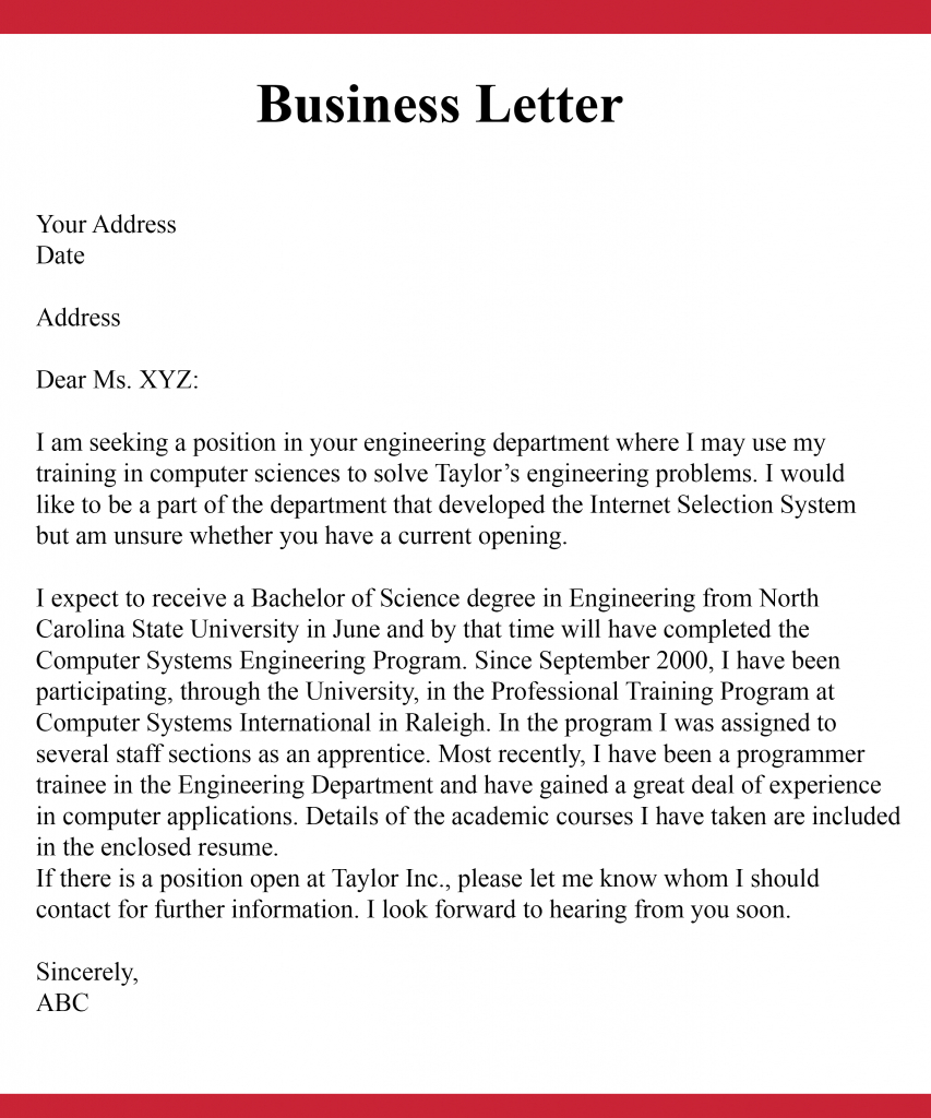 Free Sample Business Communication Letter With Example pertaining to proportions 853 X 1024