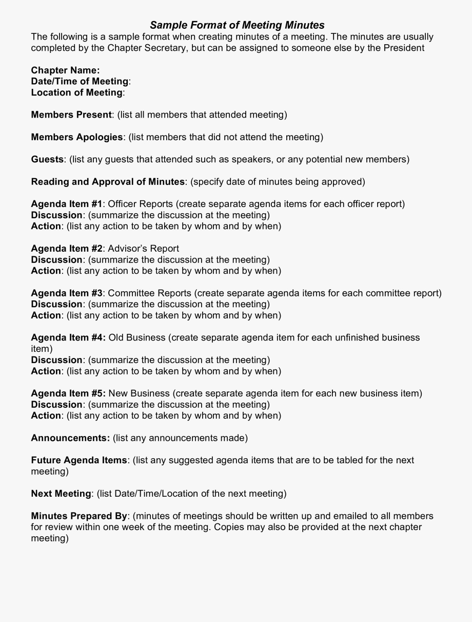 Meeting Minutes Format Examples