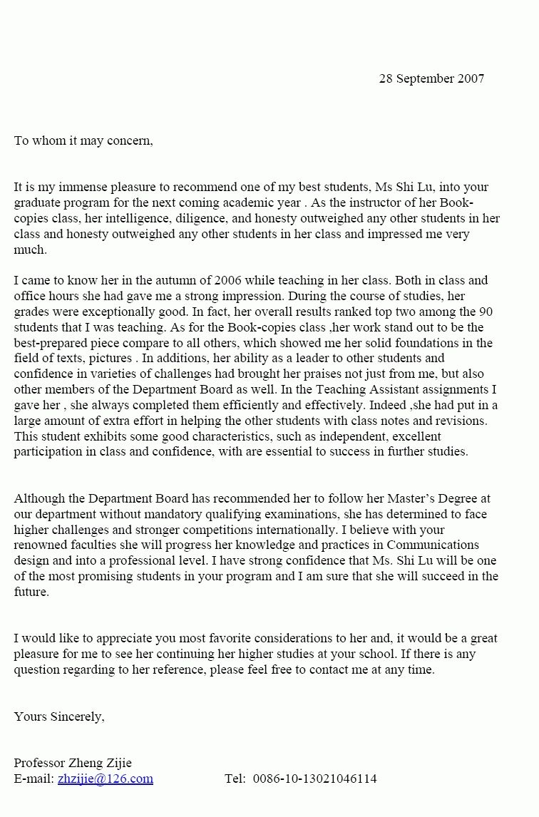 Free Sample Letter Of Recommendation Example with regard to dimensions 756 X 1146