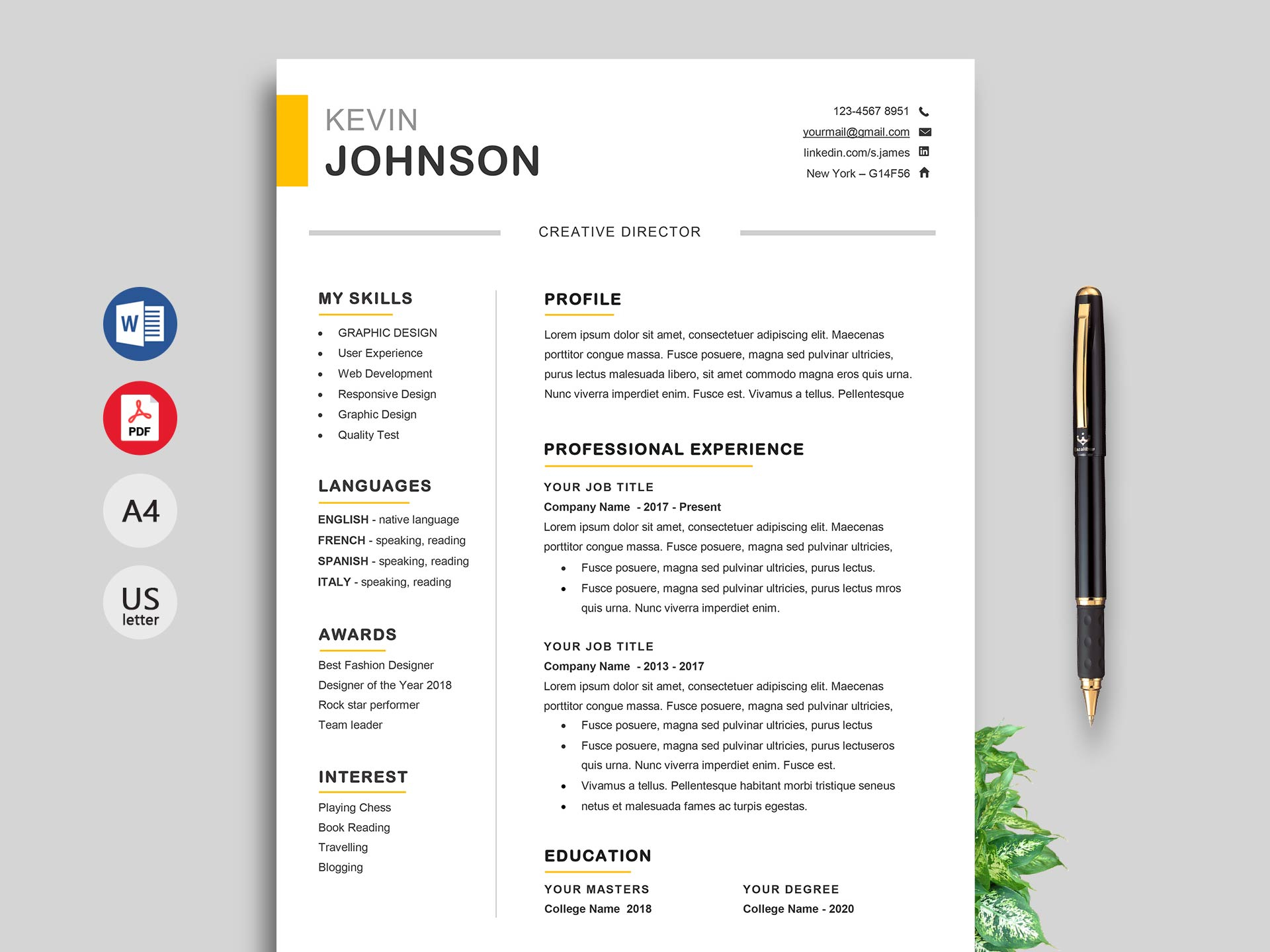 Free Simple Resume Cv Templates Word Format 2020 Resumekraft intended for size 1920 X 1440