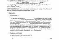 Free Single Member Llc Operating Agreement Template Pdf throughout proportions 2550 X 3301