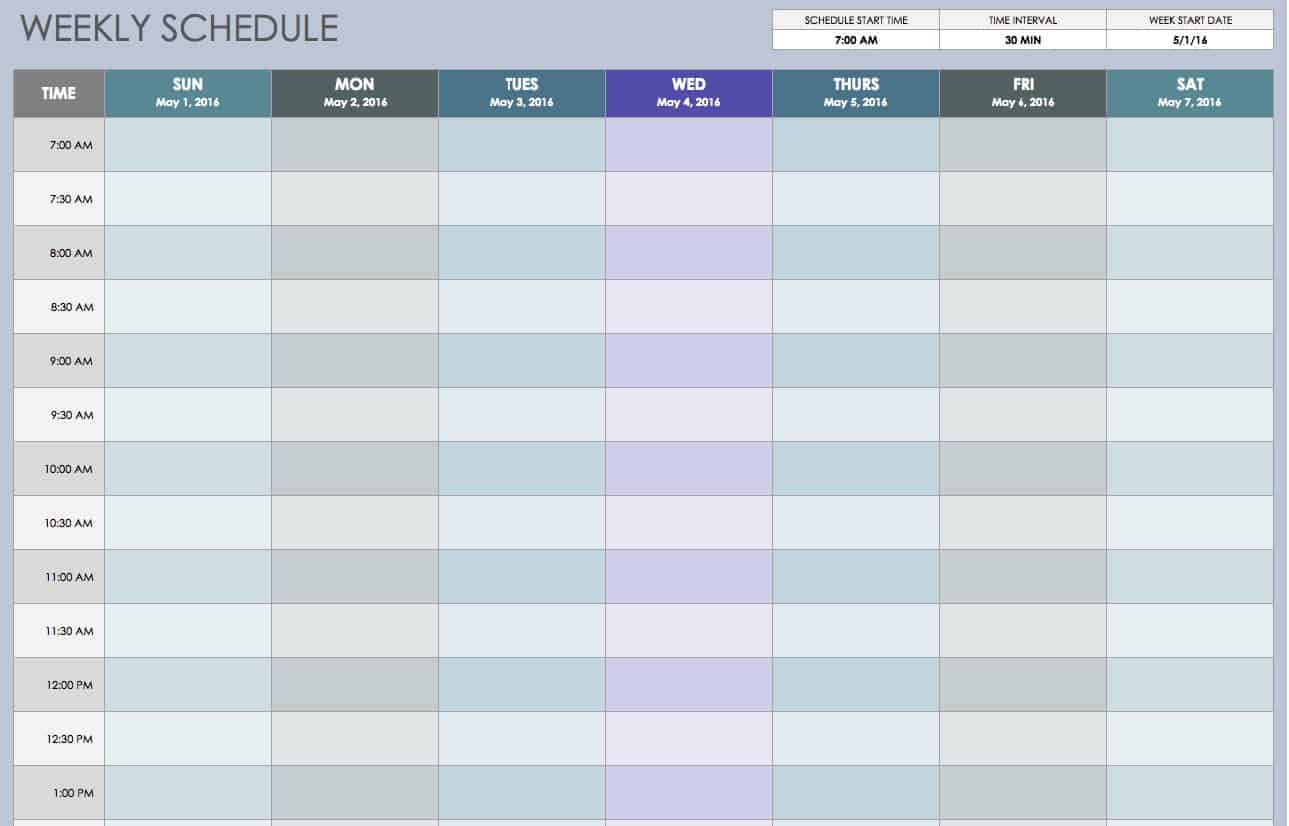 Free Weekly Schedule Templates For Excel Smartsheet for sizing 1289 X 826