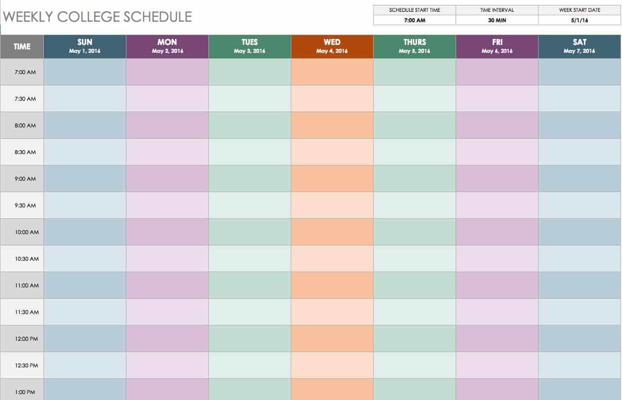 Free Weekly Schedule Templates For Excel Smartsheet in sizing 1260 X 810