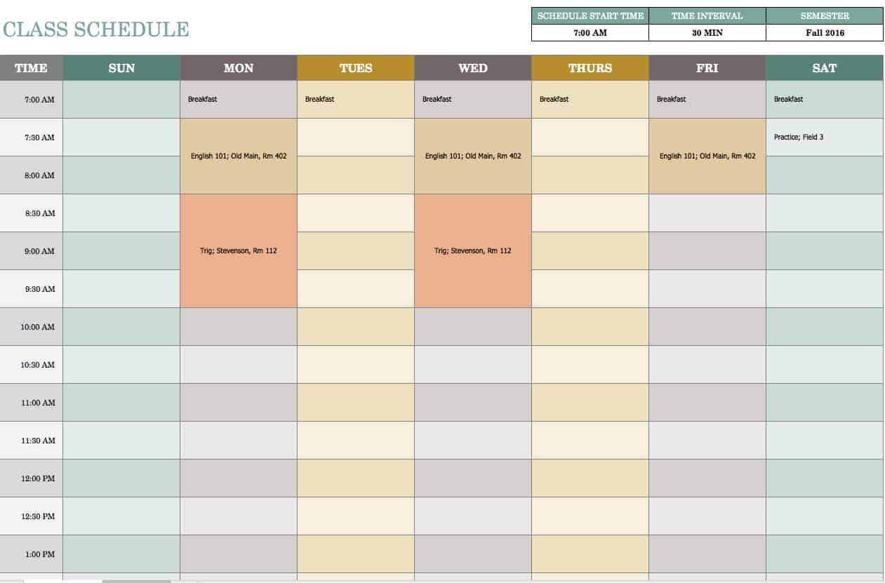 Free Weekly Schedule Templates For Excel Smartsheet regarding size 1261 X 831
