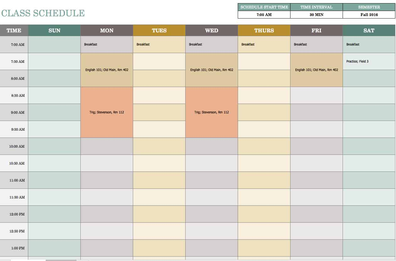 Free Weekly Schedule Templates For Excel Smartsheet within proportions 1261 X 831