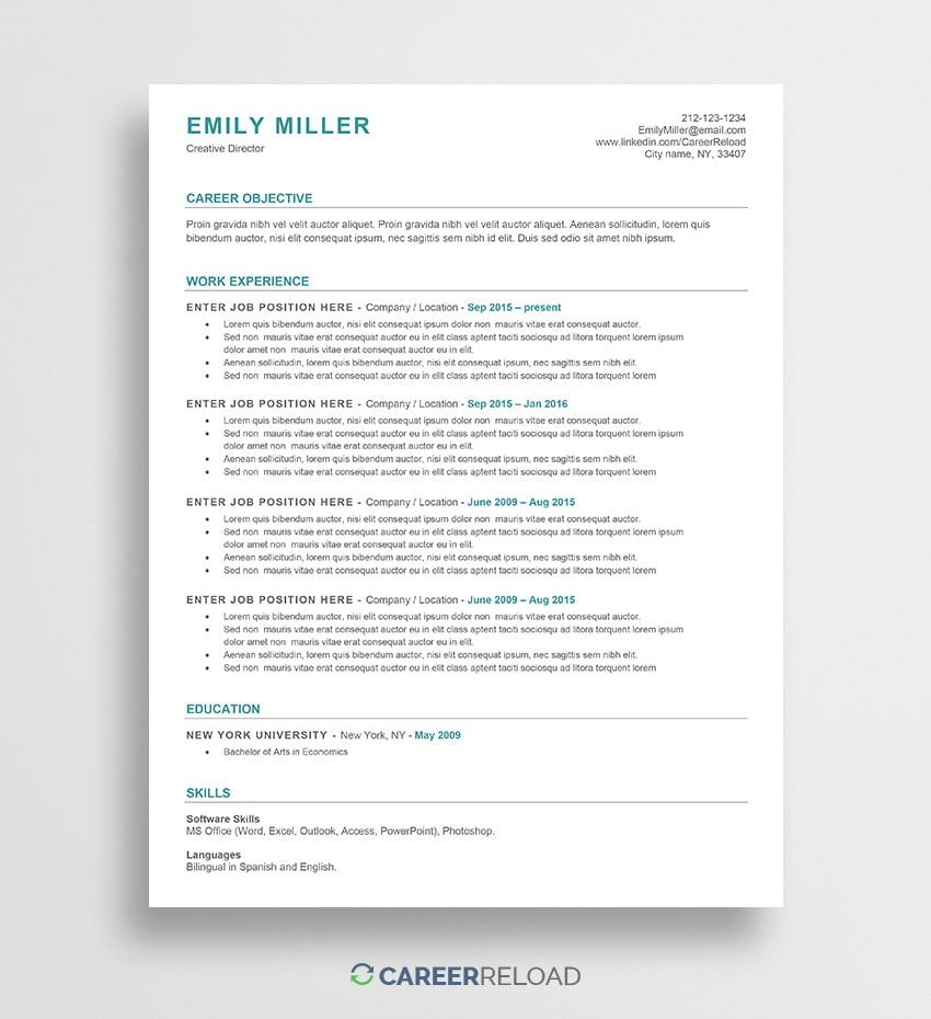 Free Word Resume Templates Free Microsoft Word Cv in dimensions 850 X 930