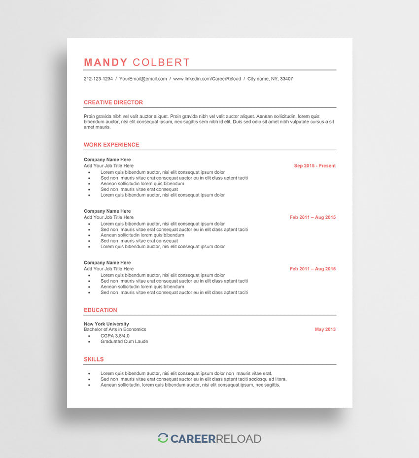 Free Word Resume Templates Free Microsoft Word Cv Templates inside dimensions 850 X 930