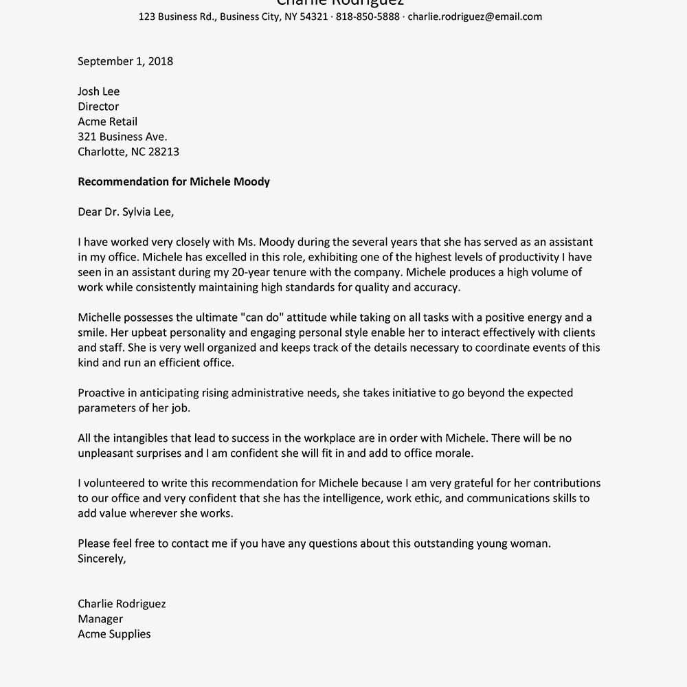 Fresh Sample Recommendation Letter For Employee Download throughout size 1000 X 1000